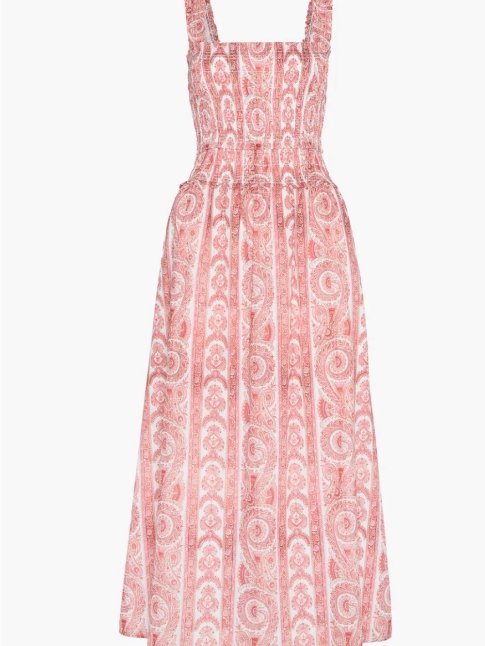 Paisley Square-Neck Pink Maxi Dress